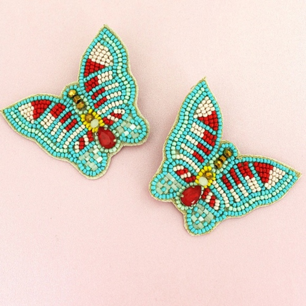 Teal Multi Color Butterfly earrings
